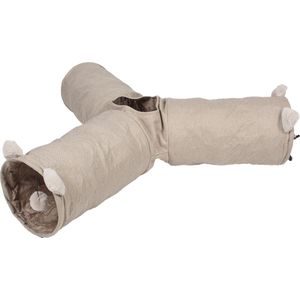 Duvoplus - Speelgoed Voor Dieren - Kat - Speeltunnel Labyrint Cozette 25x25x85cm Beige - 1st