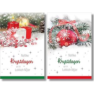 MGPcards - 2 doosjes à 10 Luxe dubbele wenskaarten - Friese tekst - Kerst/Nieuwjaar - Foliebewerking - Witte envelop - 10.5 x 16 cm - 2 Motieven per doosje