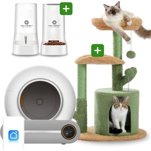 High Aspect® Kattenpakket XXL - Zelfreinigende Kattenbak + Cactus Krabpaal + Voerbak/ Waterdispenser