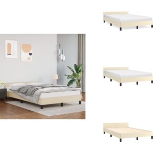 vidaXL Bedframe Met Hoofdbord - Bedframes Met Hoofdborden - Bedframe - Bed - Bedframe met hoofdeinde zonder matras 120x200 cm crèmekleurig