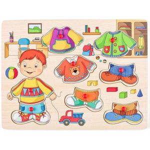 Houten Puzzel voor Peuters & Kleuters - Aankleed Spel - Montessori Speelgoed - Puzzel van Hout - Kinderpuzzel - Houten Spel - Motoriek Ontwikkelen - Spelenderwijs Leren - Thema: Jongen - Aankleed Puzzel - Creatieve Puzzel