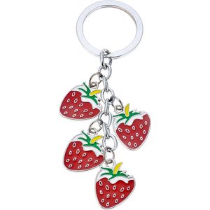 Melady Sleutelhanger Rood Metaal Aardbeien Sleutelhanger met Koord