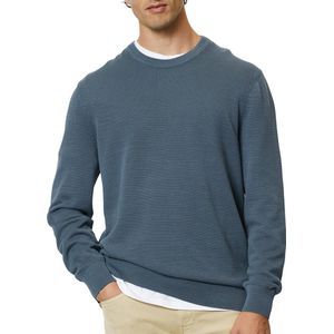 Marc O'Polo regular fit pullover - heren trui katoen met O-hals - middenblauw (middeldik) - Maat: XL