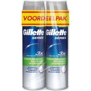 Gillette Series - Scheerschuim - Gevoelige Huid - With Aloe Vera - 250ml x 2