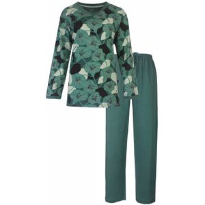 Medaillon Dames Pyjama - Gebloemd Dessin - Katoen - Groen - Maat S