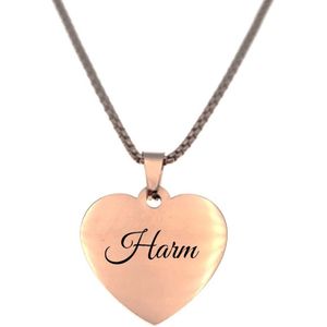 Ketting - Hart - Met Naam - Harm - Rosegoud