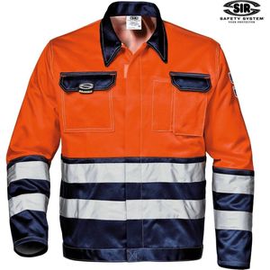 VELVET COLOR Werkjas Neon Kleding - Hi-Vis Oranje/Blauw Veiligheidsjas - EN ISO 20471 Klasse 2 - Katoen/Polyester - Verborgen Rits - Borstzakken met Klittenband - Badgehouder - Hoge Weerstand Naden