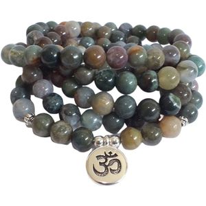 Onyx - Ohm Armband / Ketting  108 StenenKralen -  Vrouwen / Mannen - 8mm Steen - boeddhisme - Meditatie - India  - Natuurlijke edelsteen