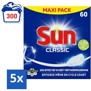 Sun Classic - Vaatwastabletten - Eco - Voordeelverpakking - 60 Tabletten - Bulkverpakking - 5 stuks