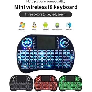 Mini Draadloos Toetsenbord 2.4G met Touchpad - 3 Kleur Achtergrondverlichting - Wireless Keyboard - Toetsenbord voor Smart TV, PC, Android TV