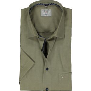 MARVELIS comfort fit overhemd - korte mouw - structuur - olijfgroen - Strijkvrij - Boordmaat: 48