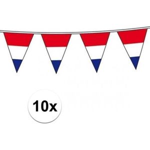 10x Vlaggenlijnen Holland rood wit blauw - slingers