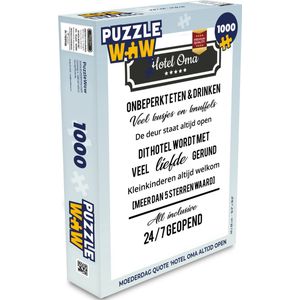 Puzzel Hotel oma - Spreuken - Oma - Quotes - Legpuzzel - Puzzel 1000 stukjes volwassenen