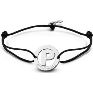 Key Moments 8KM-A00016 - Armband met stalen letter P en sleutel - one-size - zilverkleurig
