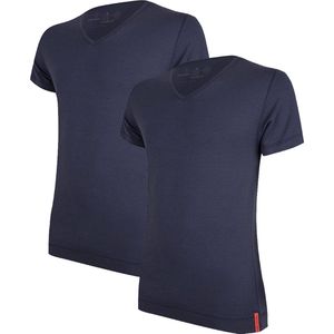 Undiemeister T-shirt - T-shirt heren - Slim fit - Korte mouwen - Gemaakt van Mellowood - V-Hals - Storm Cloud (Blauw) - 2-Pack - L