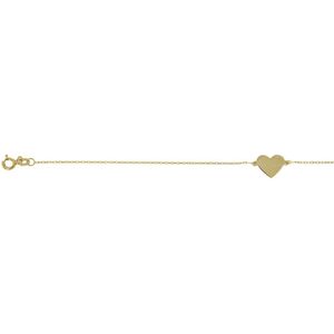 Lucardi Dames Armband met graveerplaat hart - 14 karaat goud - Armband - Cadeau - 19 cm - Geelgoud