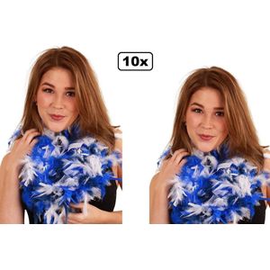 10x Oktoberfest Boa blauw/wit 180cm - Boa veren 75 gram landen oktoberfest Apres ski blauw wit festival carnaval thema feest