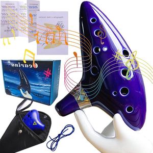 12 Gaten Alto C Legend of Zelda Ocarina Fluit met Tentoonstellingsstandaard, Beschermhoes, Nekbeugel en Liedboek voor Beginners (Blauw)