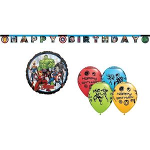 Marvel - The Avengers - Superhelden - Happy birthday slinger - Letterbanner - Ballonnen - Folieballon - Kinderfeest - Versiering - Verjaardag.