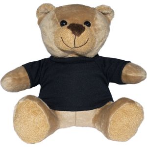 Beer Siggi - knuffelbeer - bruine teddybeer - zwart T-shirt - 18 cm - pluche - Minifeet® - mbw®