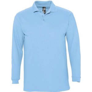 SOLS Heren-Winter II Poloshirt met lange mouwen van Piqué katoen (Sky)