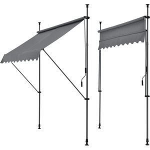 Klem zonwering luifel uitschuifbaar grijs medium 350x120 cm