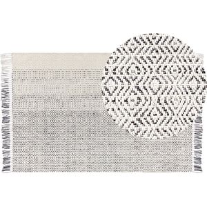 OMERLI - Shaggy tapijt - Wit - 140 x 200 cm - Wol