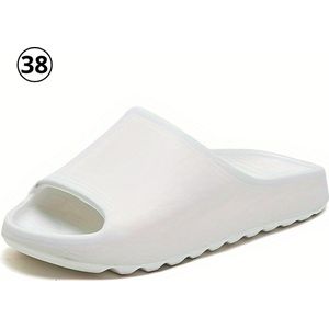 Livano Comfortabele Slippers - Badslippers - Teenslippers - Anti-Slip Slides - Flip Flops - Stevig Voetbed - Wit - Maat 38