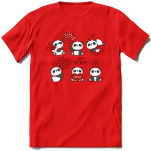 Liefdes Panda's - Valentijn T-Shirt | Grappig Valentijnsdag Cadeautje voor Hem en Haar | Dames - Heren - Unisex | Kleding Cadeau | - Rood - XXL