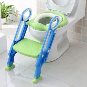 Toiletbril met Trapje voor Kinderen | Kinder Toiletzitje Toiletstoel met Trap | Opvouwbare WC-bril Verkleiner Toiletverkleiner | LB-A20 Blauwpaars