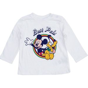 Disney - Mickey Mouse - baby-peuter . kraamcadeau - babyshower - shirt lange mouwen - wit - maat 18-24 mnd (86/92)