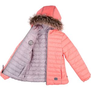 Rumbl! - Winterjas meisjes -Reversible Bright coral / grey melange - maat 164/170