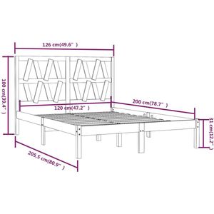 vidaXL - Bedframe - massief - grenenhout - grijs - 120x200 - cm