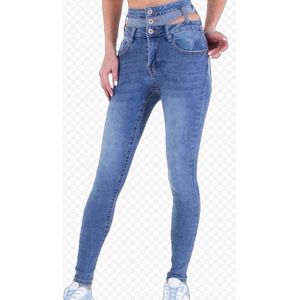 Dilena fashion Skinny Jeans bewerkte hoge taille