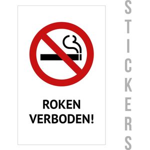 Pictogram/ sticker | 15 x 25 cm | Rookverbod - ""Roken verboden!"" | Roken | No smoke | Ne pas fumer | Verboden te roken | Brandgevaar | Danger | Tankstation | Sigaretten | Tabak | 2 stuks