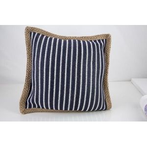 Kussen Stripes Blauw 40x40xh10cm Poly Propyleen