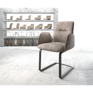 Sledestoel Vinja-Flex sledemodel vlak zwart microvelours taupe vintage