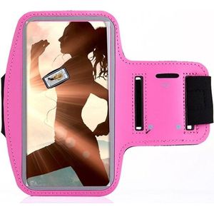 Hoesje iPhone 12 Pro Max - Sportband Hoesje - Sport Armband Case Hardloopband Pink