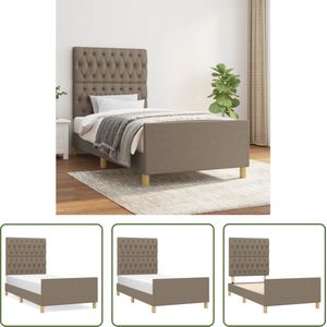 The Living Store Bedframe - Taupe - 203 x 103 x 118/128 cm - Verstelbaar hoofdeinde - Multiplex lattenbodem