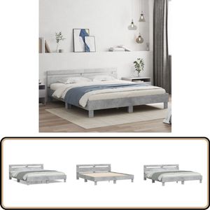vidaXL Bedframe met hoofdeinde bewerkt hout betongrijs 160x200 cm