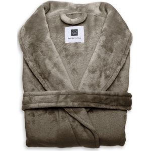 Heerlijk Zachte Unisex Fleece Badjas Lang Model Taupe | XL | Comfortabel En Luxe | Met Ceintuur, Zakken En Kraag