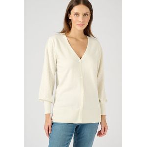 Damart - Cardigan met lange mouwen in ajourtricot - Vrouwen - Wit - L