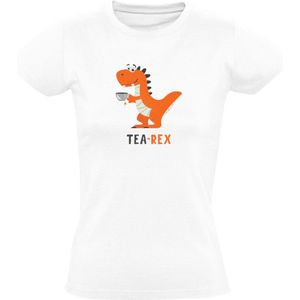 Tea-rex Dames T-shirt - dino - thee - woordgrap - dinosaurus - woordspeling - humor - grappig