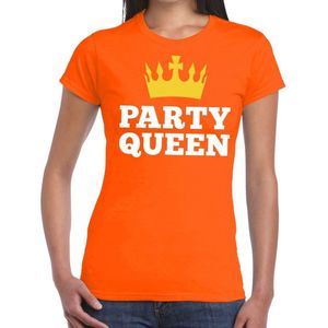 Oranje Party Queen t- shirt - Shirt voor dames - Koningsdag kleding