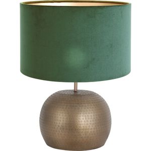 Steinhauer Brass tafellamp - met groene velvet kap - 44 cm hoog - E27 - brons
