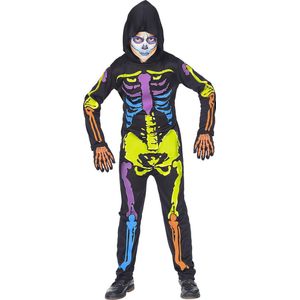 Widmann - Spook & Skelet Kostuum - Felgekleurd Neon Skelet Kind Kostuum - Multicolor - Maat 116 - Halloween - Verkleedkleding