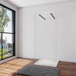 Inloopdouche 107,7x200cm,2 Stabilisatiestangen 140cm,10mm nano veiligheidsglas,zwart