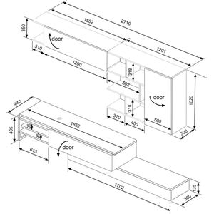 Trasman- TV Meubel Tv-meubel Pim 3 deuren - 272cm - Bruin