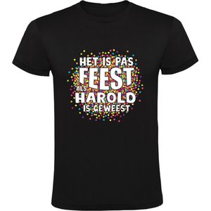 Het is pas feest als Harold is geweest Heren T-shirt | shirt | Zwart