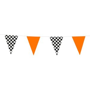 2x Vlaggenlijn Zwart / Wit / Oranje Geblokt 10 meter - Vlaggenlijn Vlag Vlaglijn Festival Feest Party Feest Thema F1 Formule 1 Grand Prix